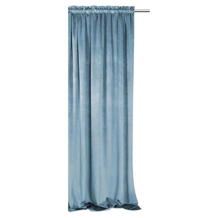 Spod Igly i Nitki bársonyfüggöny, puha bársony, poliészter, kék, 140x300cm