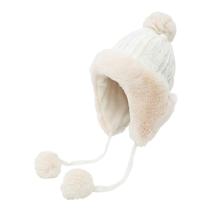 AMRINUGL női téli sapka, füles, meleg, fehér