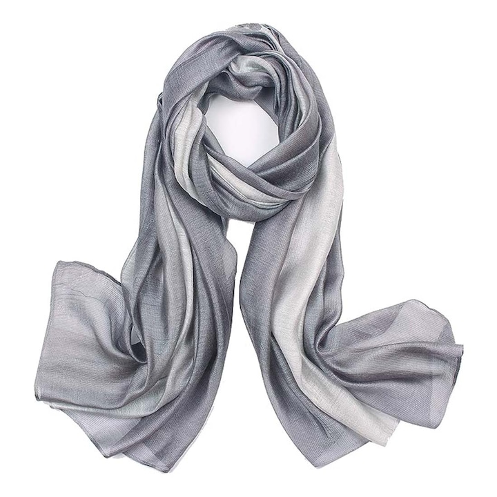 Дамски шал, QttvbTna, Коприна, сив, 40x40x3 см