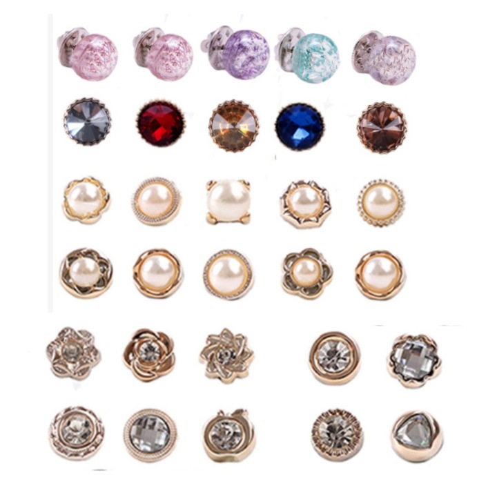 Комплект от 30 копчета за дамска риза, QttvbTna, Метал/Пластмаса, С десен, Многоцветни