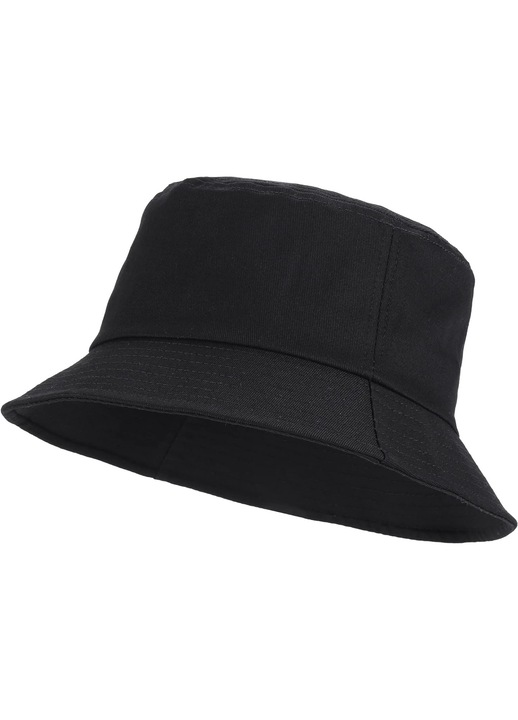 Vödör kalap, uniszex, összehajtható, UV-védelem, fekete, 58cm