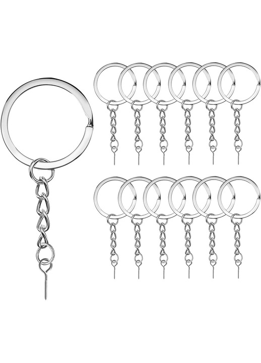 QttvbTna kulcstartó szett, 300 db, ezüst, 25mm