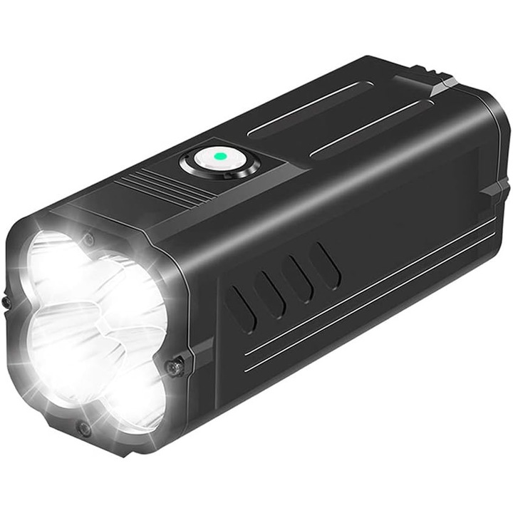LED фенер, QttvbTna, 6000 lm, 6 режима, IP44, 10400 mAh, черен