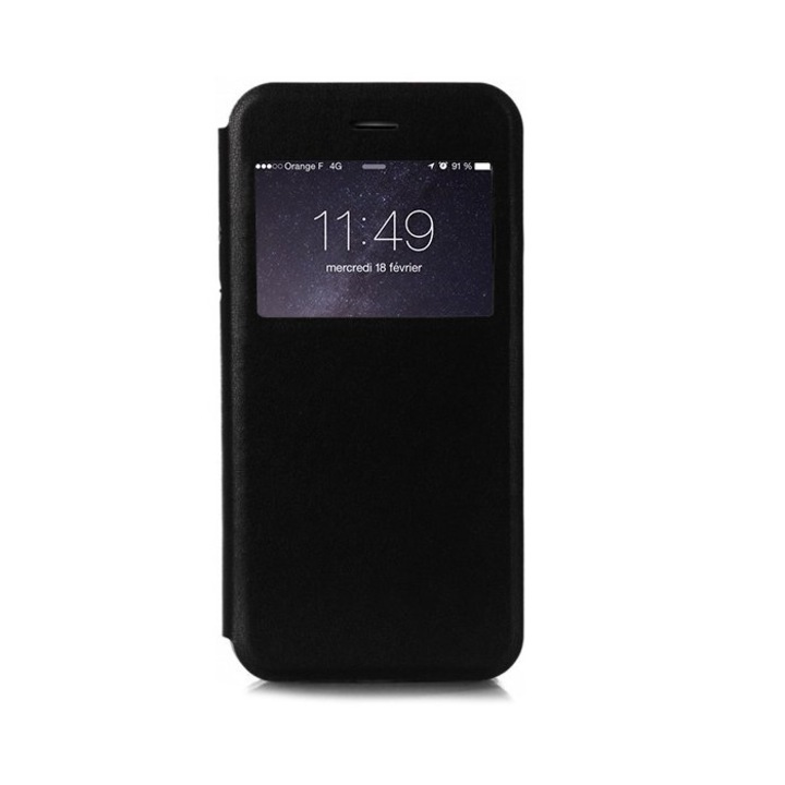 Кейс за iPhone 6 / 6s флип s-view черен