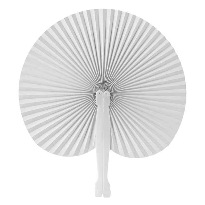 Fehér papír legyezők Shopiens® zárással, kézzel készített, 15,5 cm