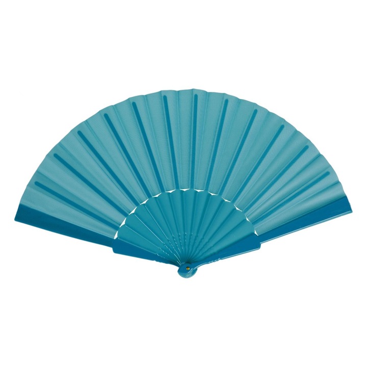 Shopiens műanyag legyező, kék színű, 23 cm