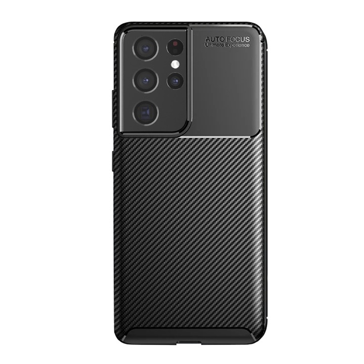 UIQ въглероден защитен калъф за телефон за Samsung Galaxy S21 Ultra 5G, прецизни изрези, против пръстови отпечатъци, против надраскване, ултра тънък, черен