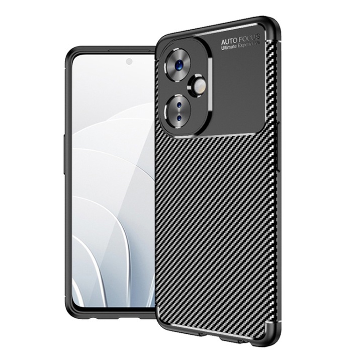 UIQ въглероден защитен калъф за телефон за OnePlus Nord CE 3 Lite, прецизни изрези, против пръстови отпечатъци, против надраскване, ултра тънък, черен