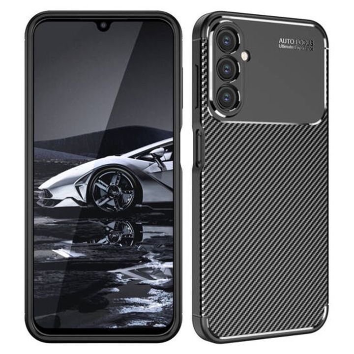 UIQ въглероден защитен калъф за телефон за Samsung Galaxy A15 4G / A15 5G, прецизни изрези, против пръстови отпечатъци, против надраскване, ултра тънък, черен