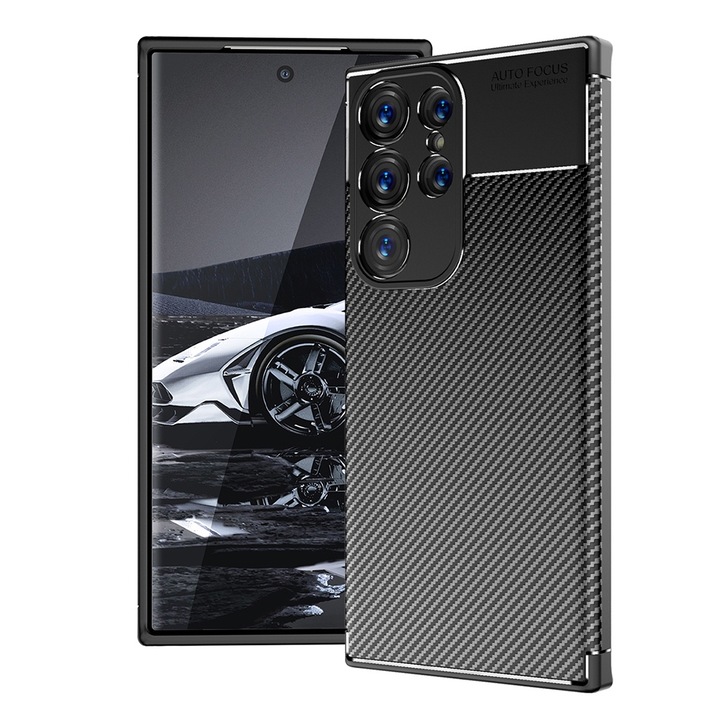 UIQ въглероден защитен калъф за телефон за Samsung Galaxy S23 Ultra, прецизни изрези, против пръстови отпечатъци, против надраскване, ултра тънък, черен