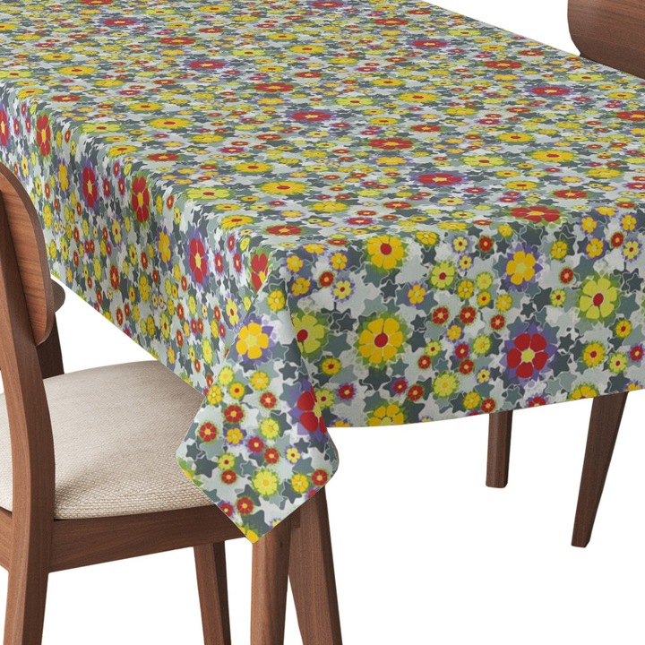 Abrosz, Virágok csillagokon, Poliészter, Téglalap, Méret: 140 cm x 450 cm, TDX565/450
