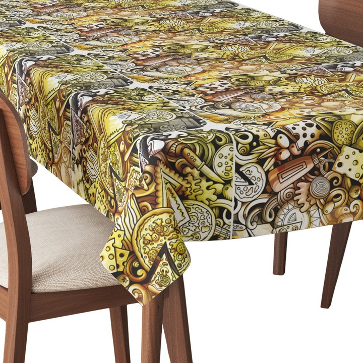Abrosz, Pizza és hozzávalók, Poliészter, Téglalap, Méret: 140 cm x 240 cm, TDX597/240