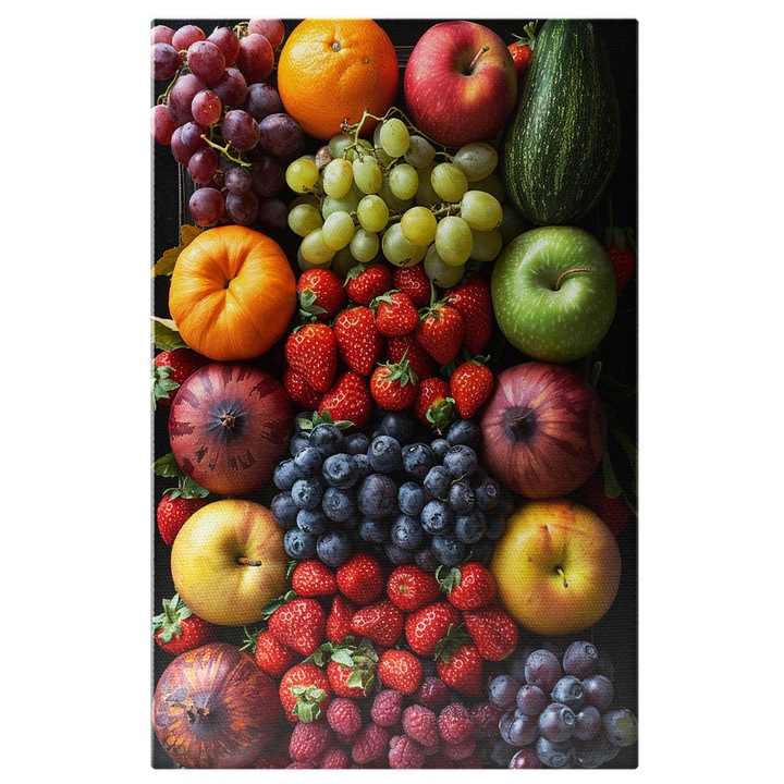 Картина на платно Плодова салата Любими плодове от плодотворната земя Дар от природата, Дигитална картина 60x40CM