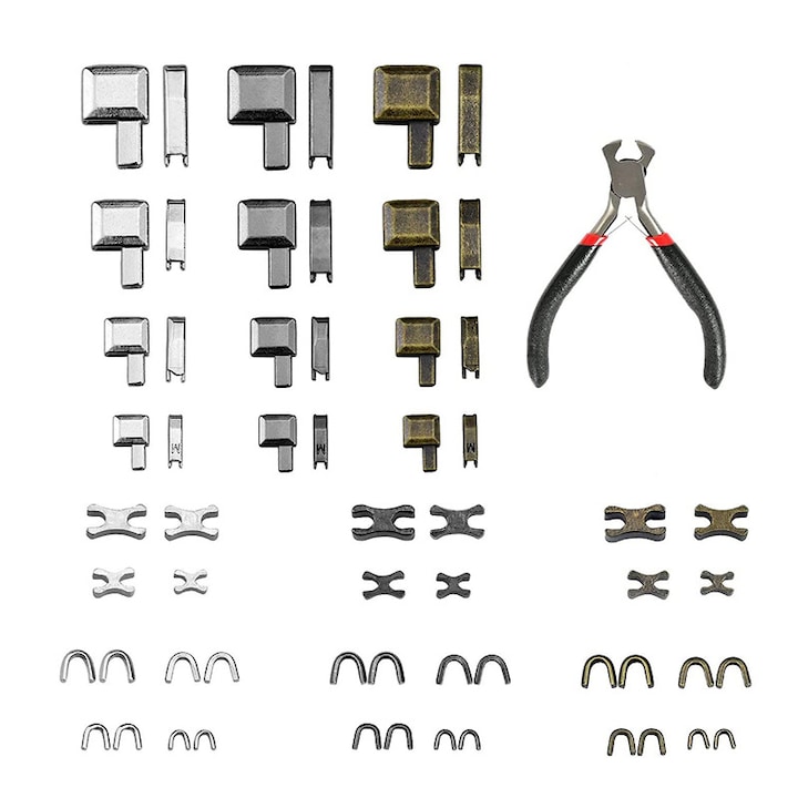 Set de 61 de kituri de reparare a fermoarelor cu 1 x cleste negru pentru coaserea hainelor, potrivit pentru blugi, rucsacuri, jachete si pantaloni, pantofi
