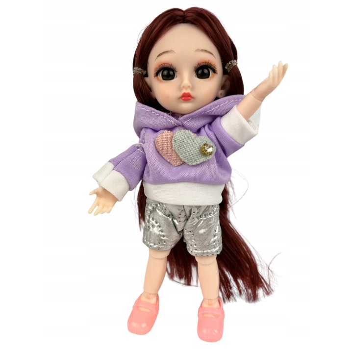 Stílusos divat baba mozgatható ízületekkel, műanyag, tarka, 30cm