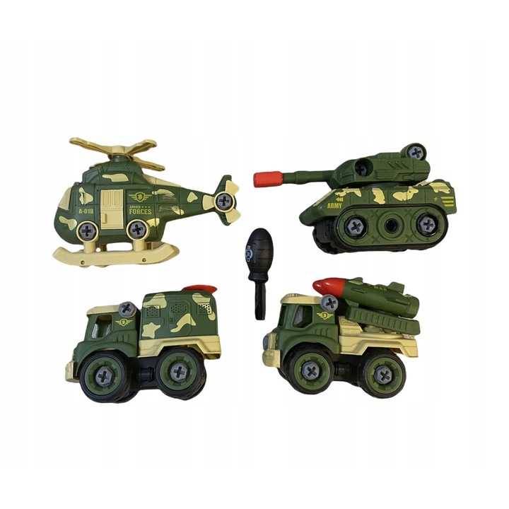 Комплект от 4 машини за сглобяване, многоцветни, за деца над 3 години