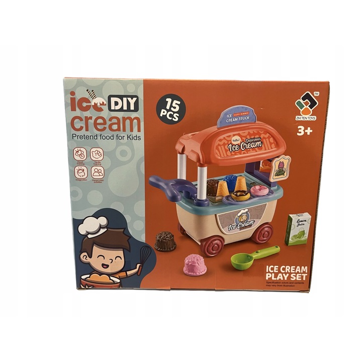 Set 15 accesorii de bucatarie pentru copii, multicolor, plastic, 26x18x22cm