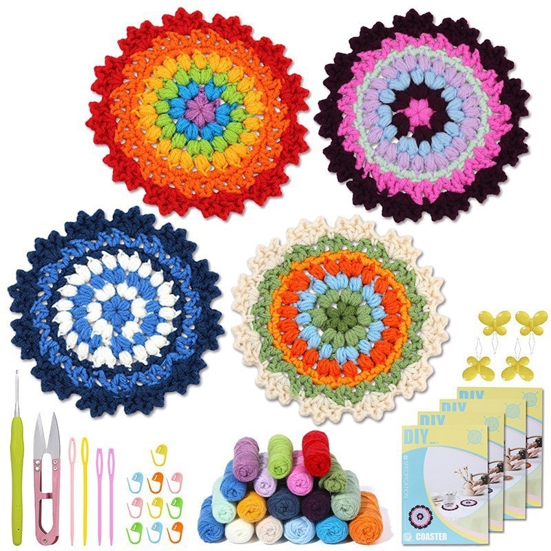 Set de crosetat, set de Suporturi de flori in patru culori diy ...