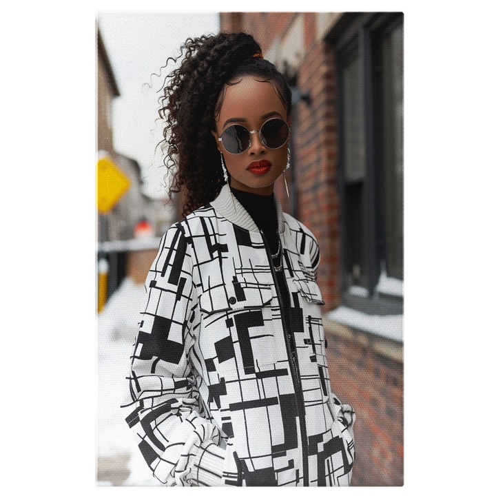 Tablou Canvas Geometrie Vestimentara Explorarea Formelor si Culorilor in Moda Contemporana, Pictura Digitala 40x25CM