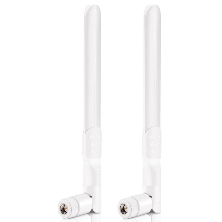 Set 2 antene, JENUOS, Amplificare semnal LTE al routerului 4G, 2.4G/4G 18dBi-SMA, Alb