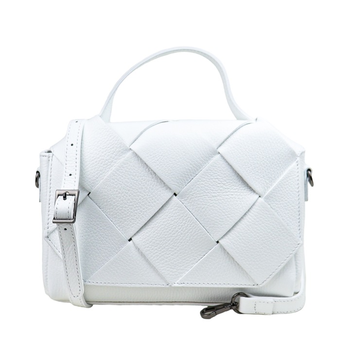 Дамска чанта, Moranti, естествена кожа, бяла