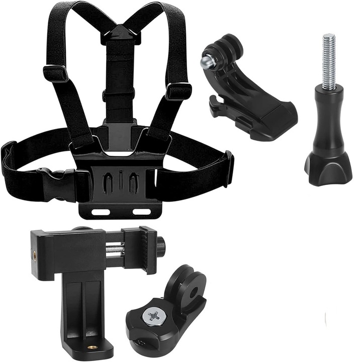 Suport ajustabil pentru piept, montura telefon mobil, negru