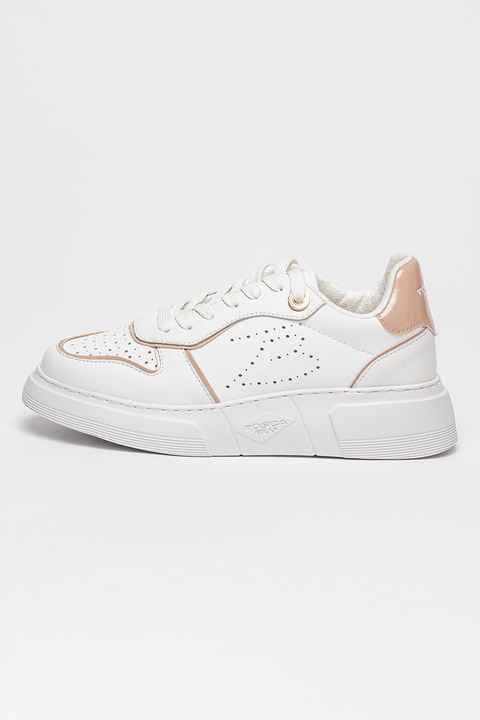 Tosca Blu, Pantofi sport din piele cu talpa wedge Adele, Alb/Roz prafuit, 41