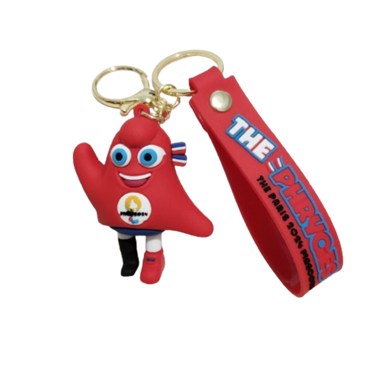 Kulcstartó, PVC, piros, 6,6x5,8 cm