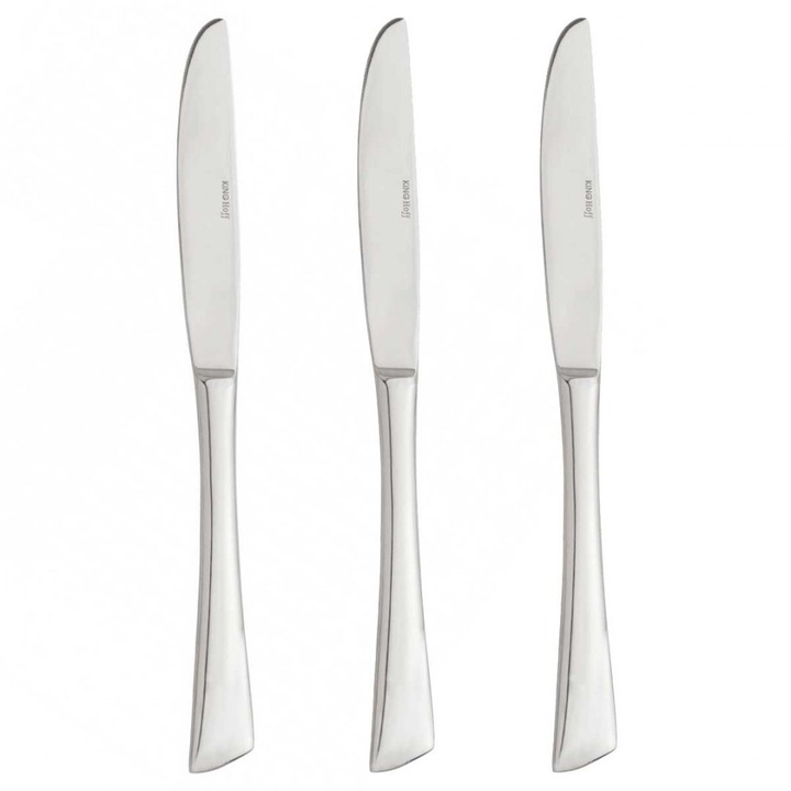 3 db KINGHOFF asztali kés készlet, rozsdamentes acél, 21cm, ezüst