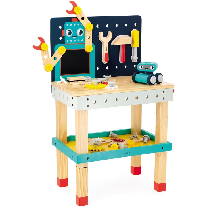 Set de joaca Janod - Banc de lucru magnetic, cu figurina robotel