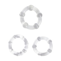 Set 3 inele penis FairyKiss® jucarii sexuale, Timp de ejaculare intarziat, Pentru imbunatatirea erectiei, Stimulare cu Proeminente, TPE, Transparent