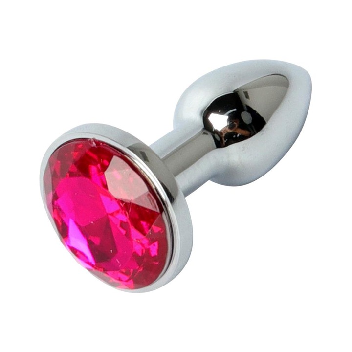 Dop anal FairyKiss, otel, cu cristal, rezistent la apa, 3.2x10.7cm, Roz