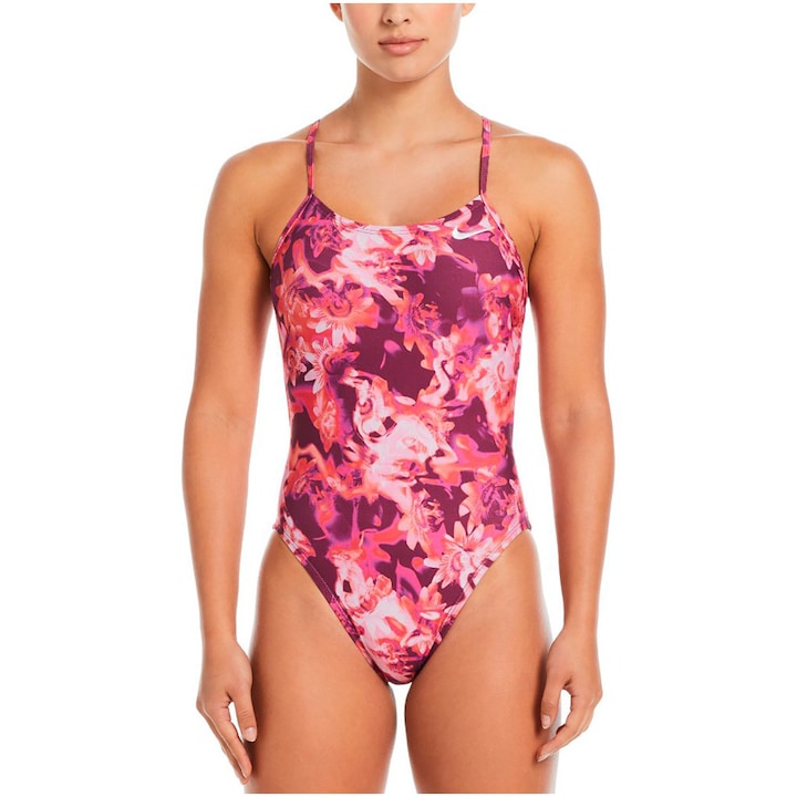 Дамски цял бански Nike Multi Print Cutout One Piece, Размер 36, Розов