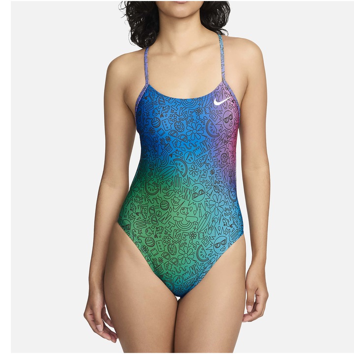 Costum inot piscina femei Nike Multi Print Cutout One Piece, marime 38, multicolor