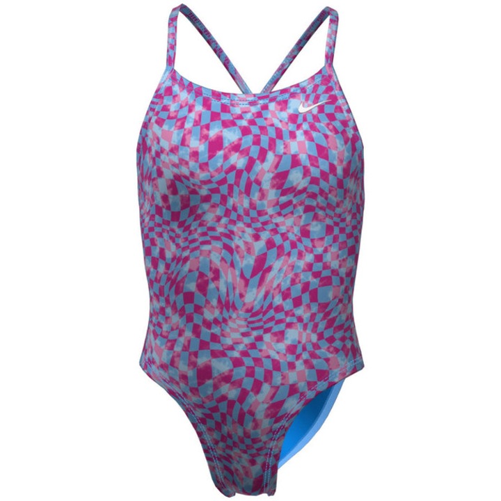 Дамски цял бански Nike Charms Multi Print Lace Up Back One Piece, Размер S, Розов/Син