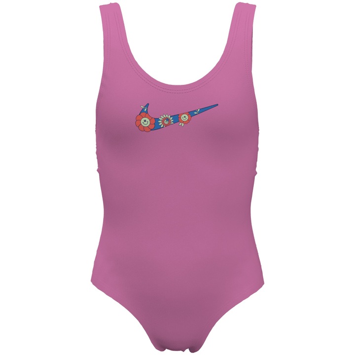 Costum inot copii Nike Multi Logo U-Back, marime S, roz