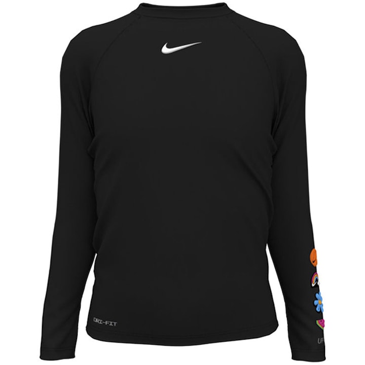Детско горнище за плуване с UV защита UPF 40+ Nike Charms Long Sleeve Hydroguard, Размер S, Черен