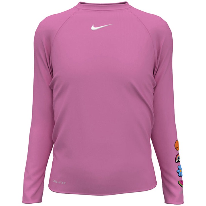 Bluza inot copii cu protectie UV UPF 40+ Nike Charms Long Sleeve Hydroguard, marime XS, roz