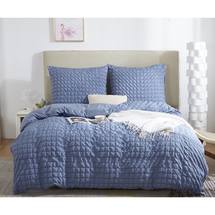 Spod Igly i Nitki CREASY ágyneműgarnitúra, mikroszálas, 2 párnahuzat + paplanhuzat, kék