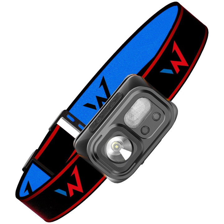 Челник LED Wonder WT3501H, 5W, 350 лумена, Батерия 2000mAh, IP44, Автономност 7ч, Дистанция на светене 120м, 9 режима на светене, Черен