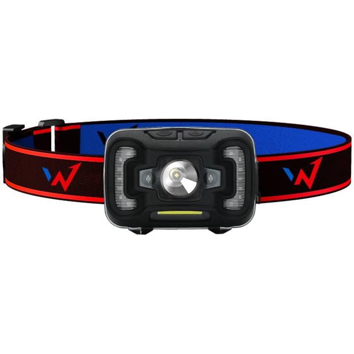 Челник LED Wonder WT3001H, 5W, 300 лумена, Батерия 1800mAh, IP44, Автономност 4ч, Разстояние на светене 100м, 5 режима на светене, Черен