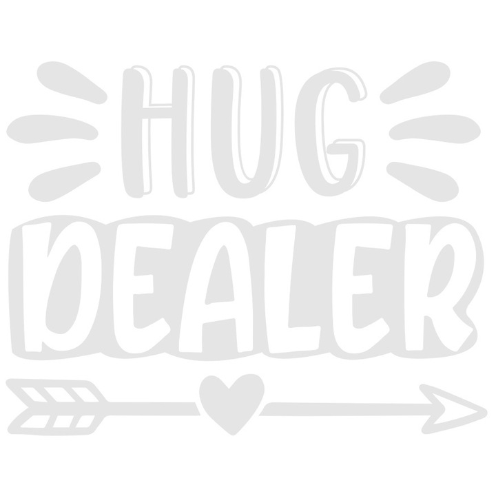 Sticker Exterior cu inimioara si textul "Hug dealer" - traficant de imbratisari, Vinyl Alb, 20 cm