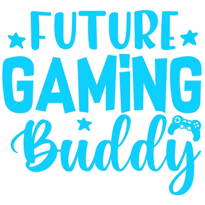 Външен стикер с текст на английски "Future gaming buddy" - бъдещ приятел за видео игри, син винил, 90 см