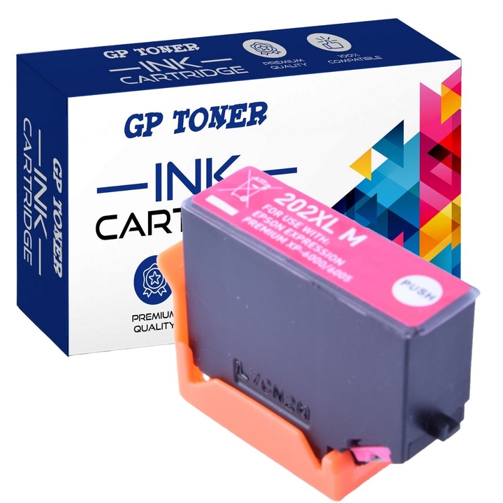 Cartus de cerneala, compatibil cu Epson 202XL pentru modelele XP-6000, XP-6005, XP-6100 - GP TONER, Magenta