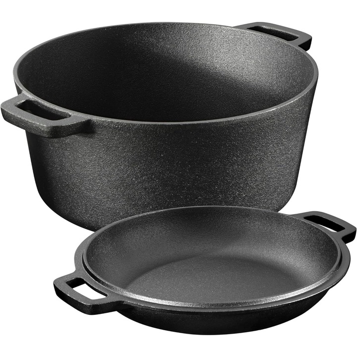Oala cuptor olandez cu capac Navaris din fonta, pentru plite/cuptoare, 4.7 l, 32 cm, 61695.02