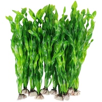 Set 10 planta artificiala acvariu, SINBINTA, Nu se estompeaza, Non-toxic si inofensiv, Usor de curatat, Frunze moi, Radacina detasabila, Baza stabila, Rezistent la deformare, Reutilizabile, PVC, 3.5x30cm, Verde