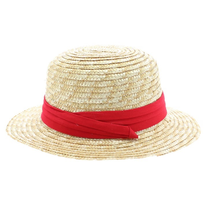 Palarie bej cu panglica rosie