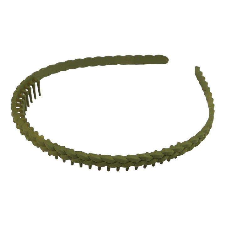Bentita din plastic cu pieptene Crisalida, latime 1.4 cm, Kaki