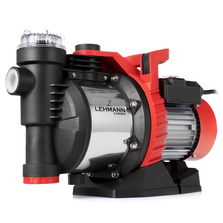 Pompa apa, pentru apa curata Lehmann BP1, 900 W, 3600 l/h debit apa, 4.2 bar, otel inoxabil, 42 m inaltime maxima refulare, 1", 44x32x22cm, 10.2 kg, negru/rosu/argintiu