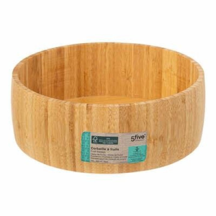 Tál, 5five Simple Smart, Ökológiai bambuszból készült, Ideális gyümölcsökhöz, salátákhoz és rágcsálnivalókhoz, Könnyű és tartós, Könnyen tisztítható, Bármilyen konyhába és étkezőbe alkalmas, Természetes stílus, 30 cm, Világosbarna